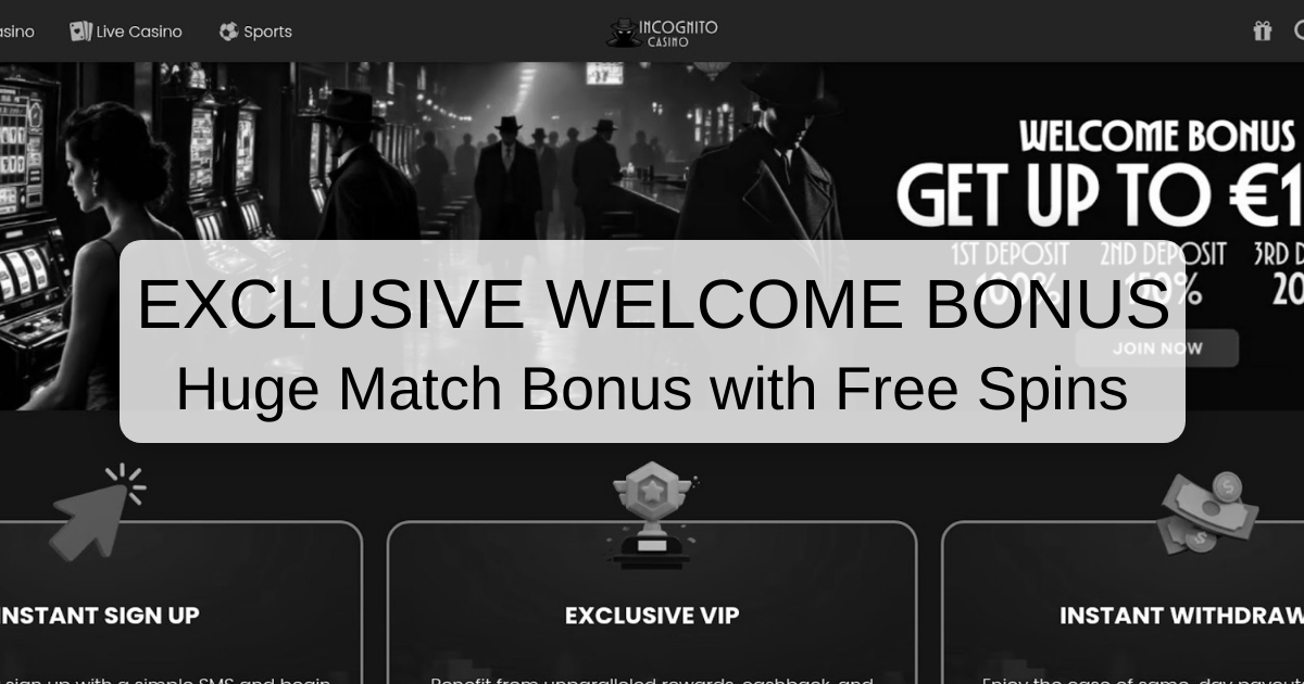 Incognito Casino welcome bonus