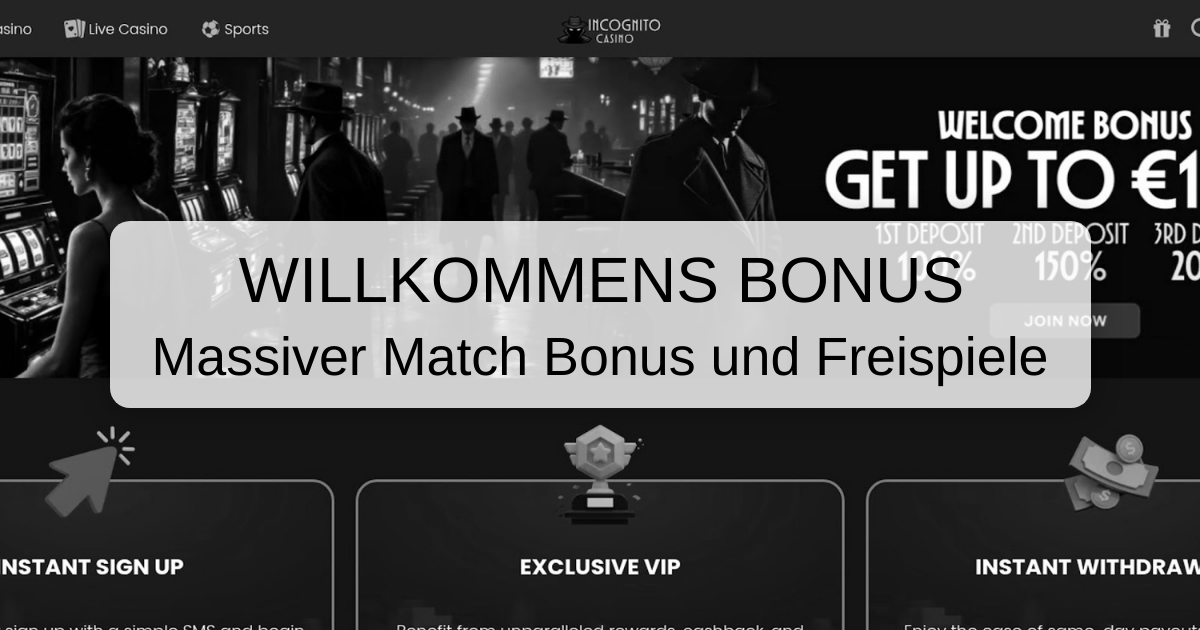 Incognito Casino welcome bonus